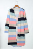 Cardigan long color block imprimé multicolore