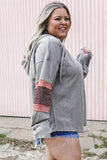 Contrast Patched Sleeve Plus Size Hoodie