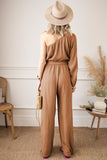 Crinkled Texture One-shoulder Loose Jumpsuit