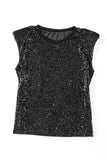 Sequin Round Neck Tank Top