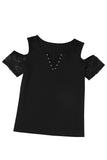 Lace Splicing Cold Shoulder T Shirt