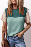 Pink Rib Textured Colorblock T Shirt