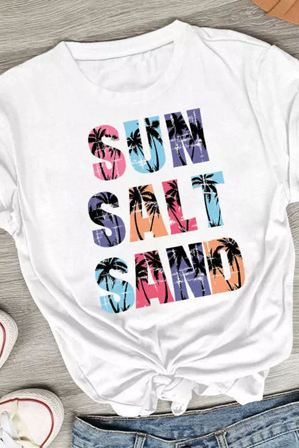 Coconut Tree SUN SALT SAND Graphic Tee