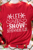 Gray Christmas Santa Hat Snowflake Slogan Graphic Tee