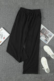 Drawstring Elastic Waist Pockets Long Straight Legs Pants