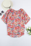 Red Short Sleeve Slim Fit Floral T Shirt