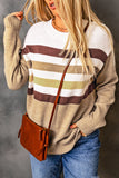 Crew Neck Striped Long Sleeve Sweater