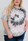 T-shirt gris tie-dye à manches raglan grande taille