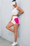 Short taille haute fendu abricot color block 