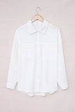 Solid Pocket Long Sleeve Button-up Shirt