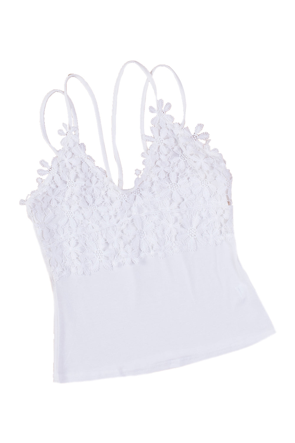 Lace Overlay Strappy Hollow-out Tank Top