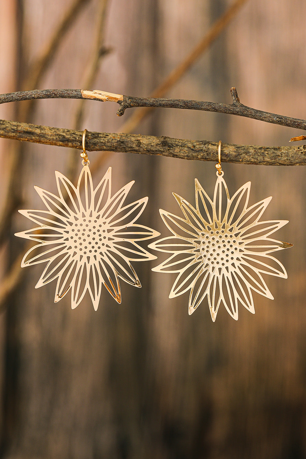 Hollow-out Sunflower Hook Earrings