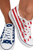 Blue American Flag Lace-up Canvas Flat Shoes