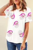 White Sequin Santa Clause Pattern Funny Christmas T Shirt