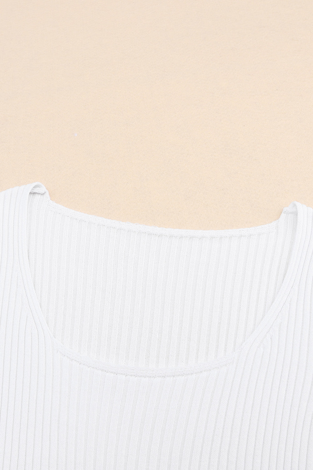 Ribbed Square Neck Short Sleeve Top