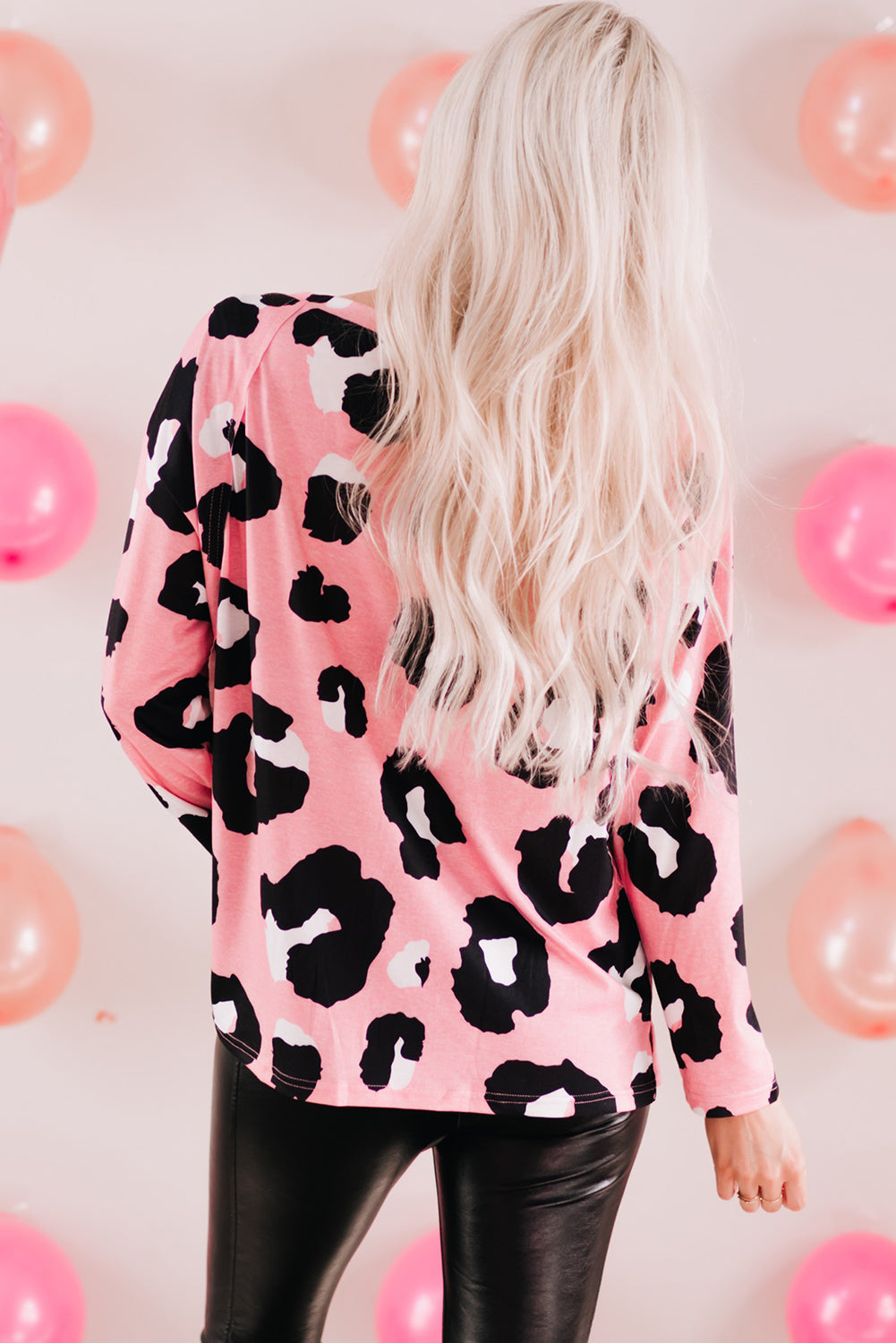 Pink Leopard Frilled Collar Printed Tank Top