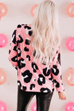 Pink Leopard Frilled Collar Printed Tank Top