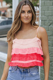 Gradient Ruffle Tiered Spaghetti Straps Tank Top