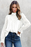 Mock Neck Lace Splicing Long Sleeve Blouse