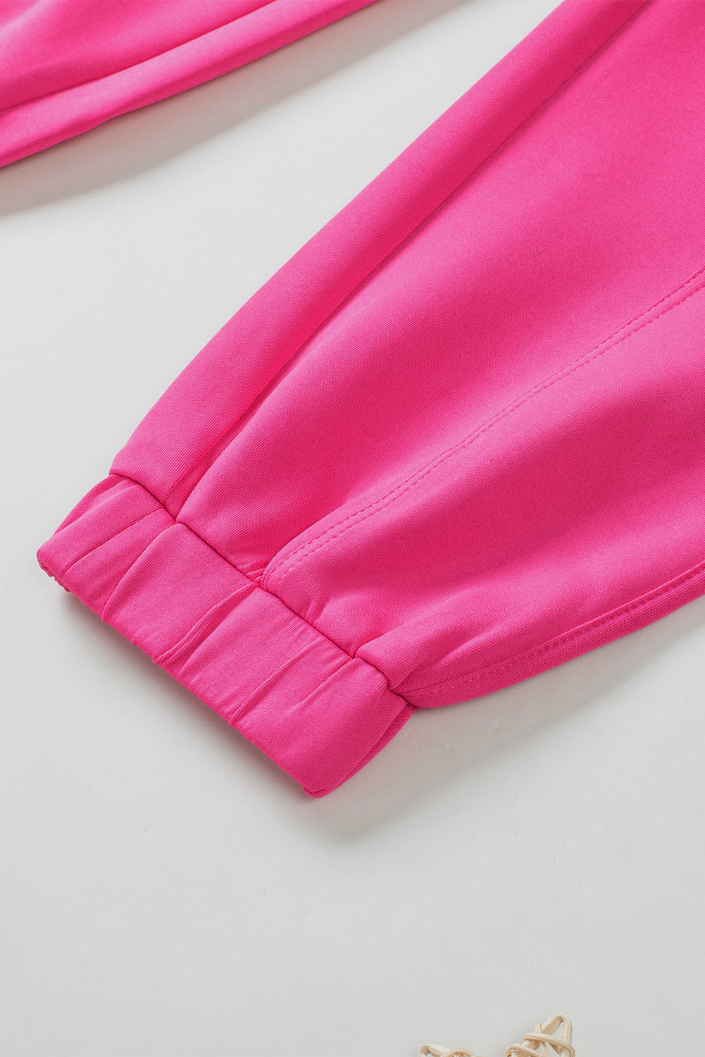 Pantalon de jogging taille smockée rose