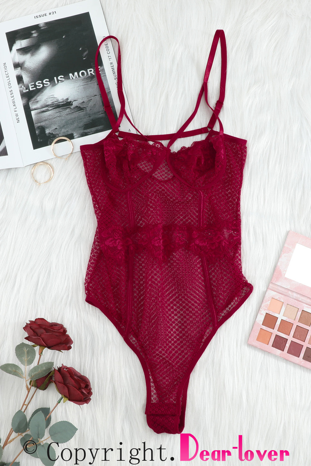 Lace Splicing Mesh Teddy Lingerie