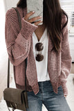 Gray Textured Knit Pocketed Duster Cardigan