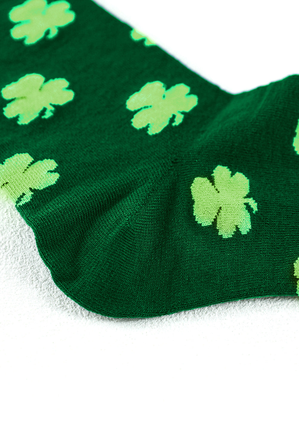 Dark Green St Patricks Clover Print Tube Socks