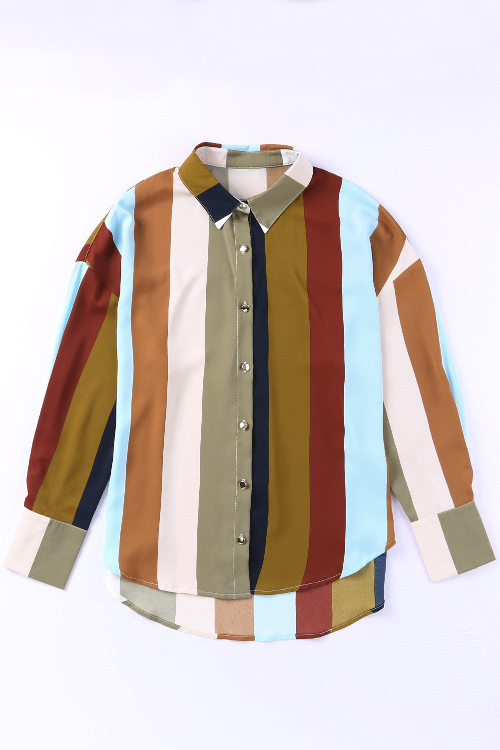 Stripe Color Block Oversized Long Sleeve Shirt