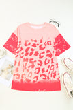 Leopard Bleached Boyfriend T Shirt with Holes