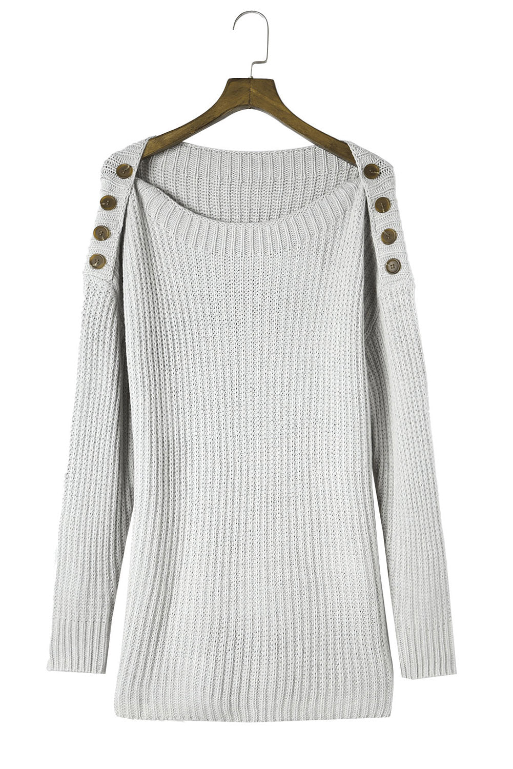 Buttoned Drop Shoulder Oversized Sweater