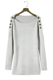 Buttoned Drop Shoulder Oversized Sweater