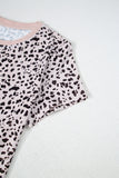 Black Cheetah Print O-neck Short Sleeve T Shirt