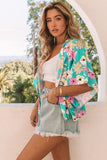 Kimono vert à imprimé floral Vacay