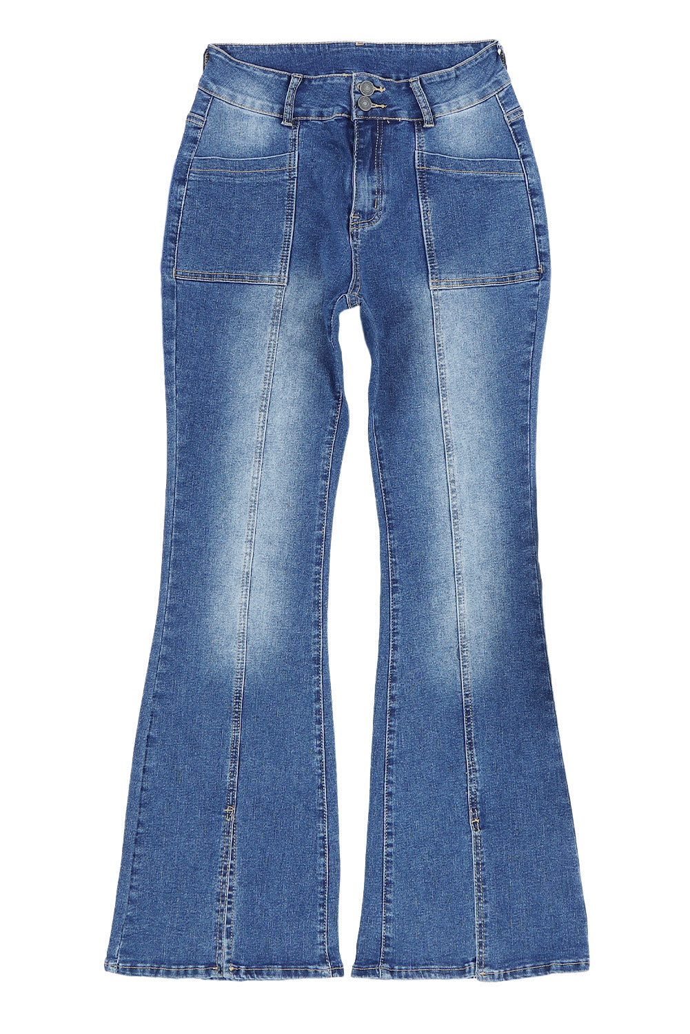 Exposed Seam Split Flare Jeans