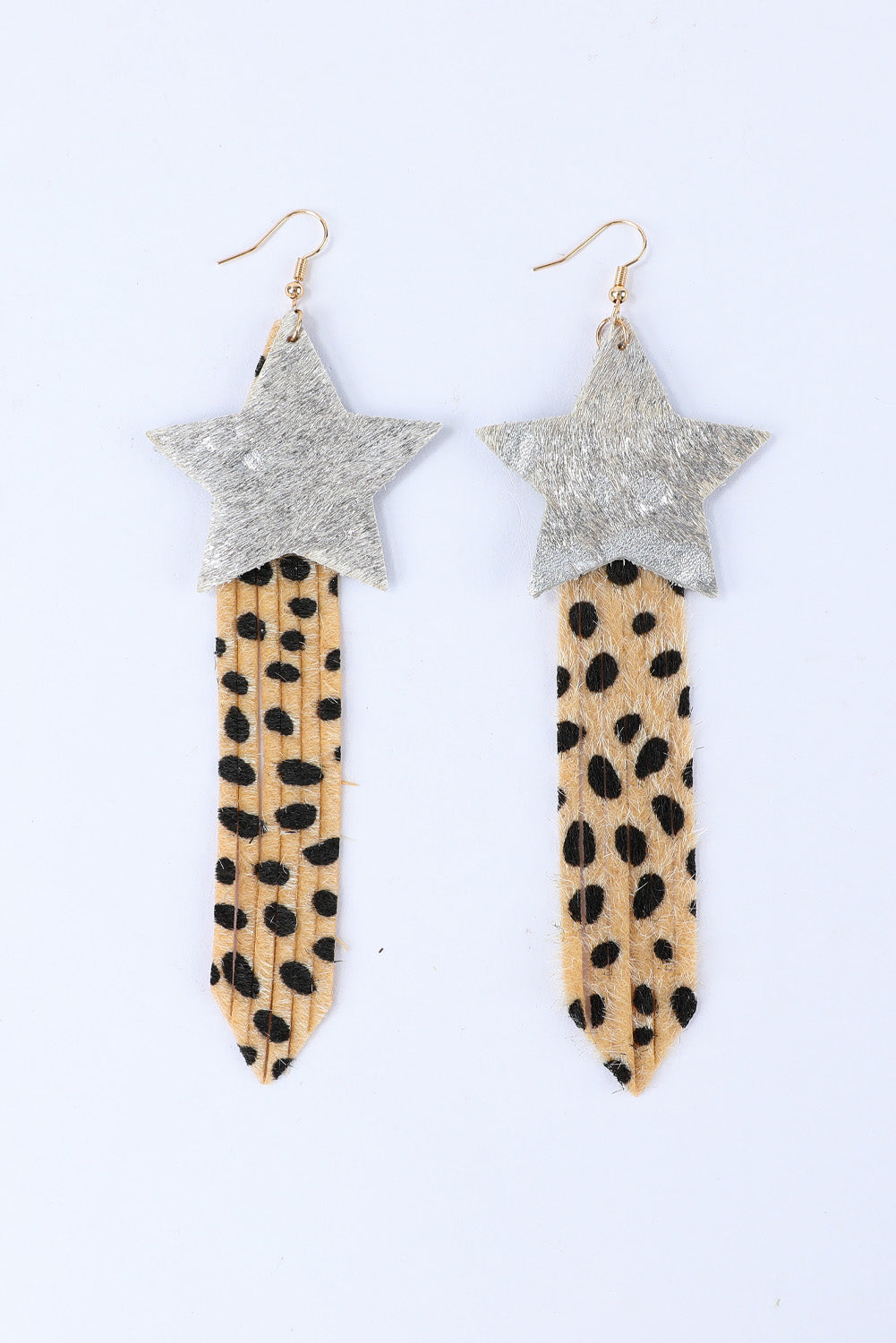 Fuzzy Leopard Shooting Star Earrings