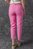 Pink Star Shape Patchwork Mid Waist Straight Leg Jeans