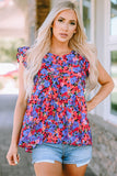 Floral Print Ruffle Tiered Short Sleeve Babydoll Top