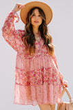 Bubble Sleeve Floral Print Dress