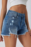 Distressed Raw Edge Jean Shorts