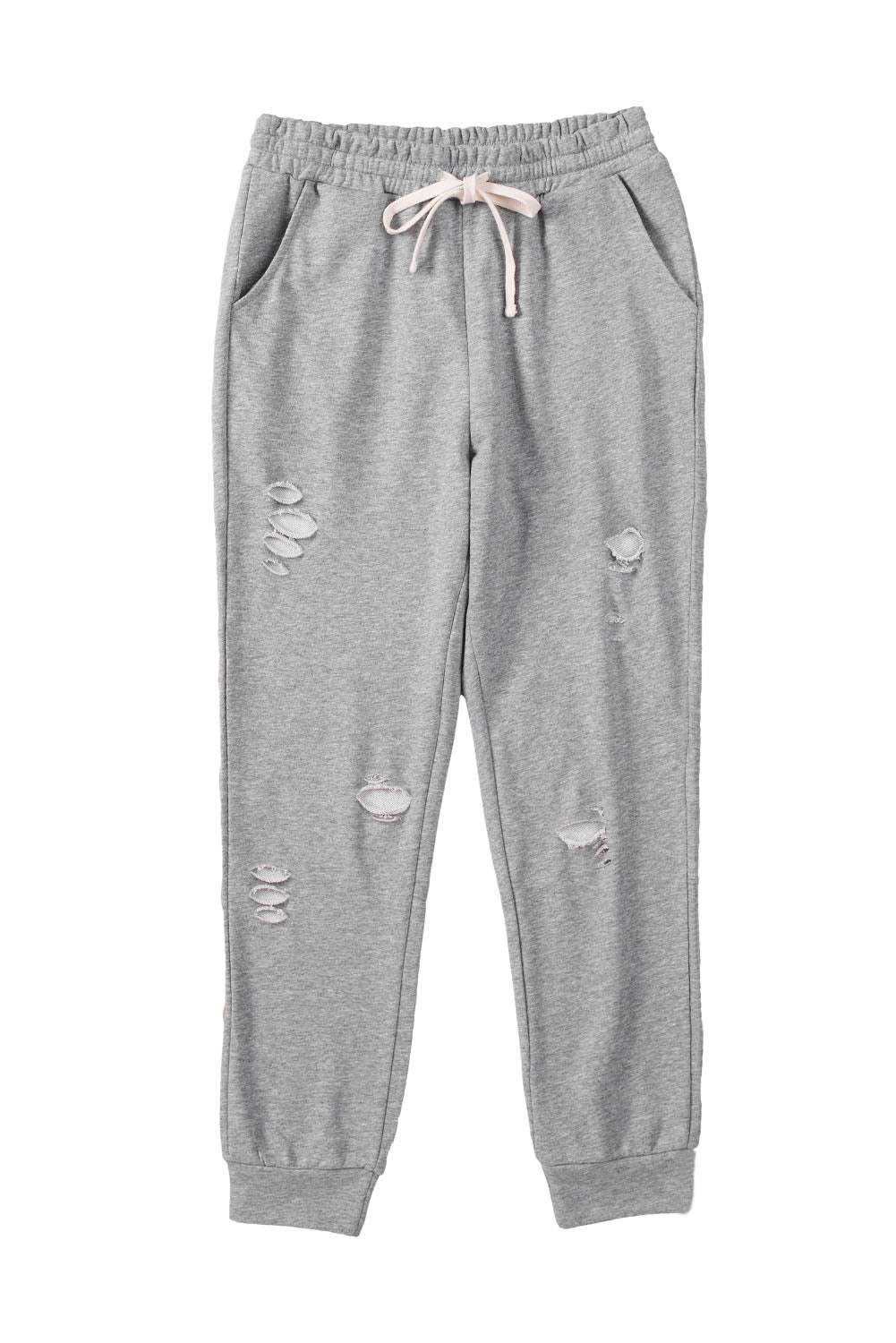 Pantalon de jogging court gris chiné effet vieilli