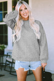 Cable Textured Drop Shoulder Pullover Sweatshirt