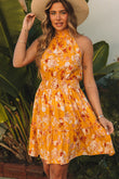 Sleeveless Smocked Waist Floral Dress