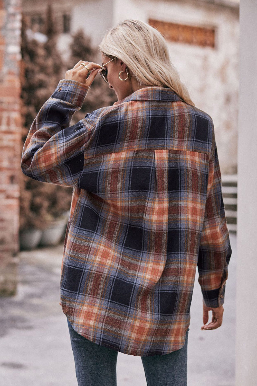 Multicolor Plaid Print Flap Pocket Shirt