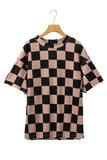 Light French Beige Checkmate Boyfriend Casual Tee