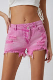 High Rise Crossover Waist Denim Shorts