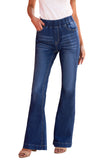 High Rise Elastic Waist Flare Jeans