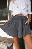 Gray Elastic Waist Culotte Shorts