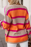 Cardigan ample rayé noir à épaules tombantes et color block