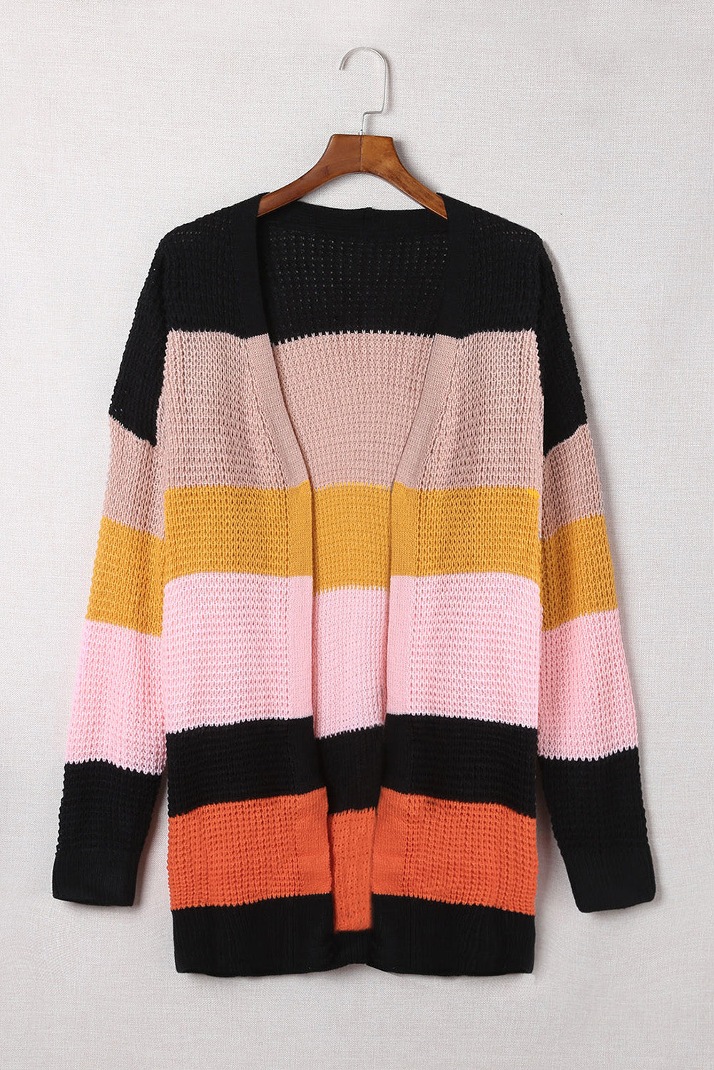 Cardigan ouvert sur le devant en tricot gaufré multicolore