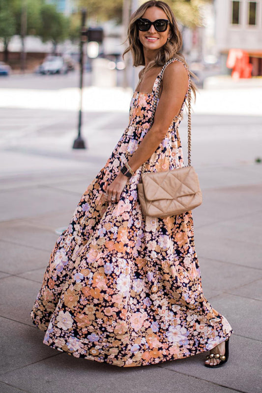 Floral Print Scoop Back Maxi Sundress